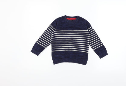 Next Boys Blue Striped  Pullover Jumper Size 3 Years