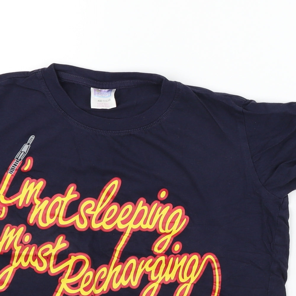 The Pjama Factory Boys Blue   Basic T-Shirt Size 11-12 Years