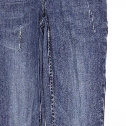 NEXT Womens Blue Houndstooth  Straight Jeans Size 10 L28 in