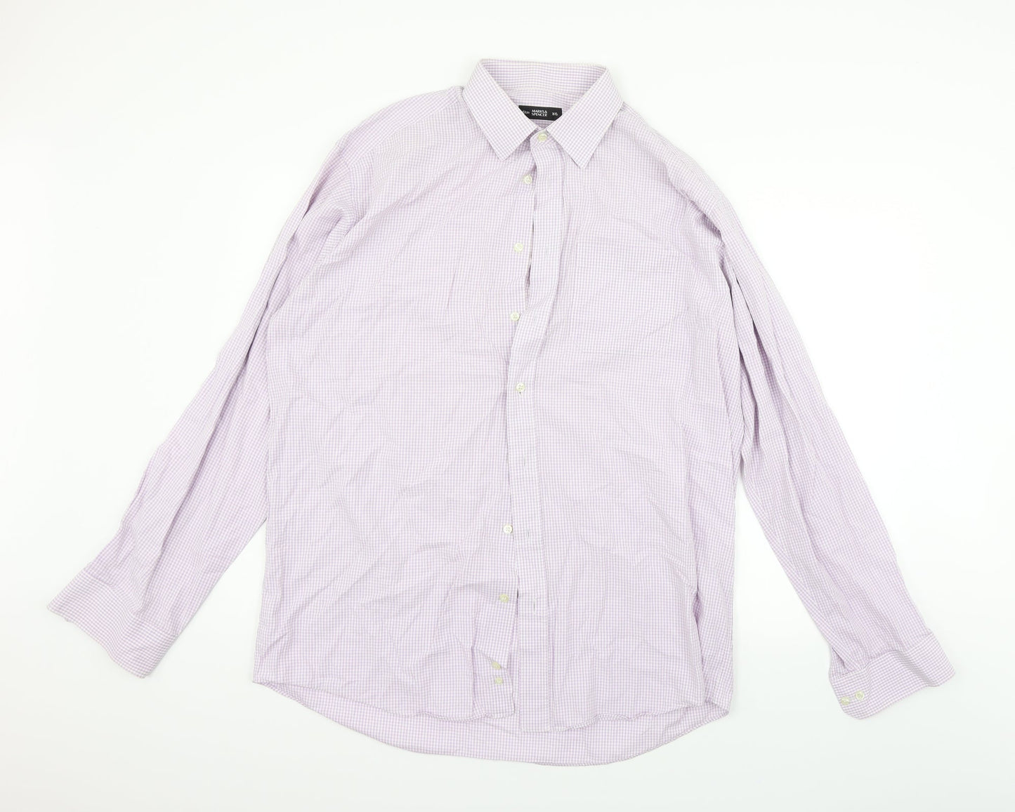 Mens UK Size 16.5 Marks and Spencer Purple  Button-Up Long Sleeve Casual Shirt