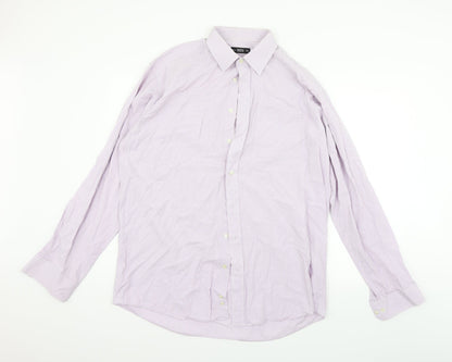 Mens UK Size 16.5 Marks and Spencer Purple  Button-Up Long Sleeve Casual Shirt