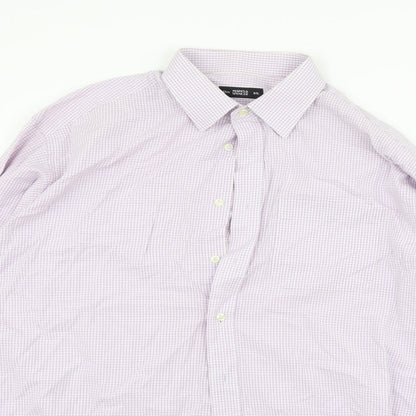 Mens UK Size 16.5 Marks and Spencer Purple  Button-Up Long Sleeve Casual Shirt