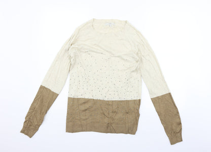 NEXT Womens Beige   Pullover Jumper Size 10  - jewl detail