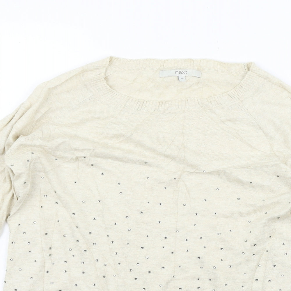 NEXT Womens Beige   Pullover Jumper Size 10  - jewl detail