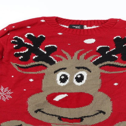 glimpse design Womens Purple   Pullover Jumper Size M  - Raindeer
