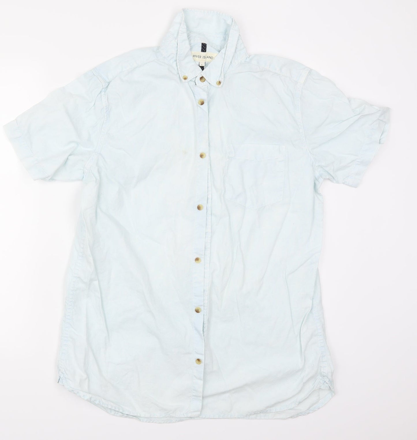 River Island Mens Blue    Button-Up Size L