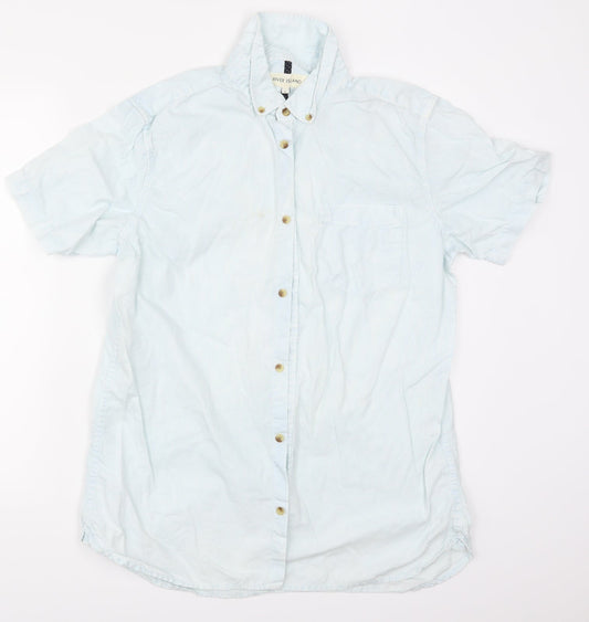 River Island Mens Blue    Button-Up Size L