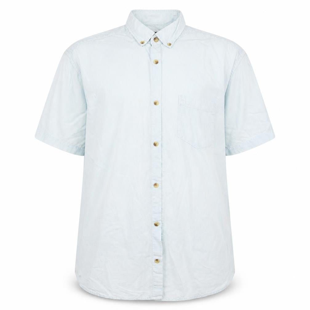 Mens UK Size L River Island Blue  Button-Up Short Sleeve Casual Shirt