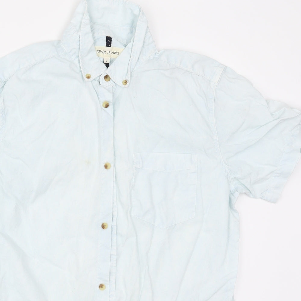 River Island Mens Blue    Button-Up Size L