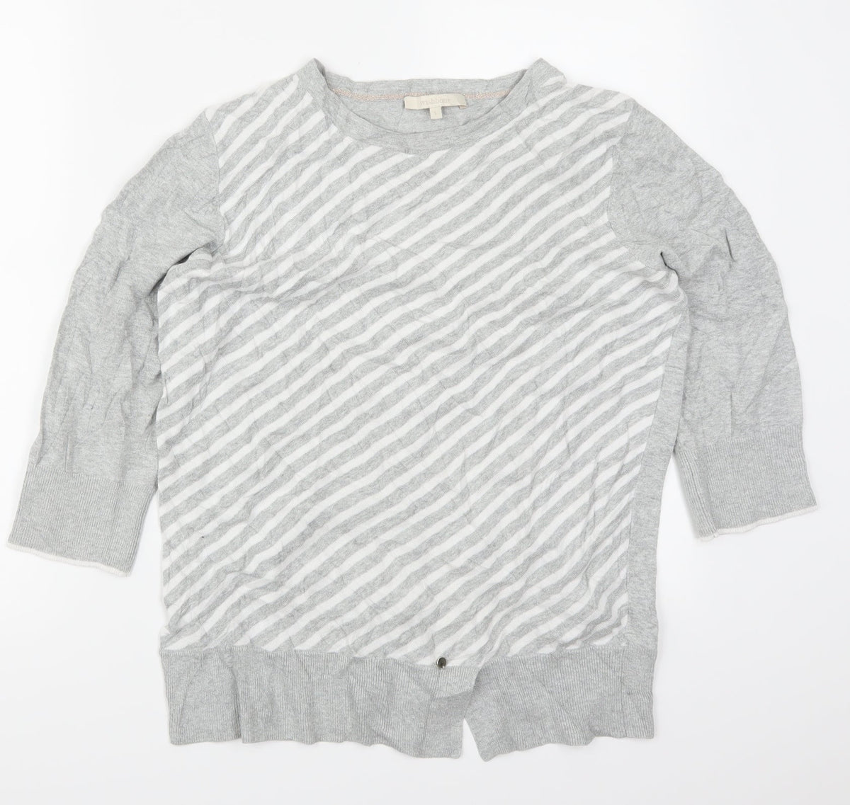 Wishbone Womens Grey Striped  Pullover Jumper Size L