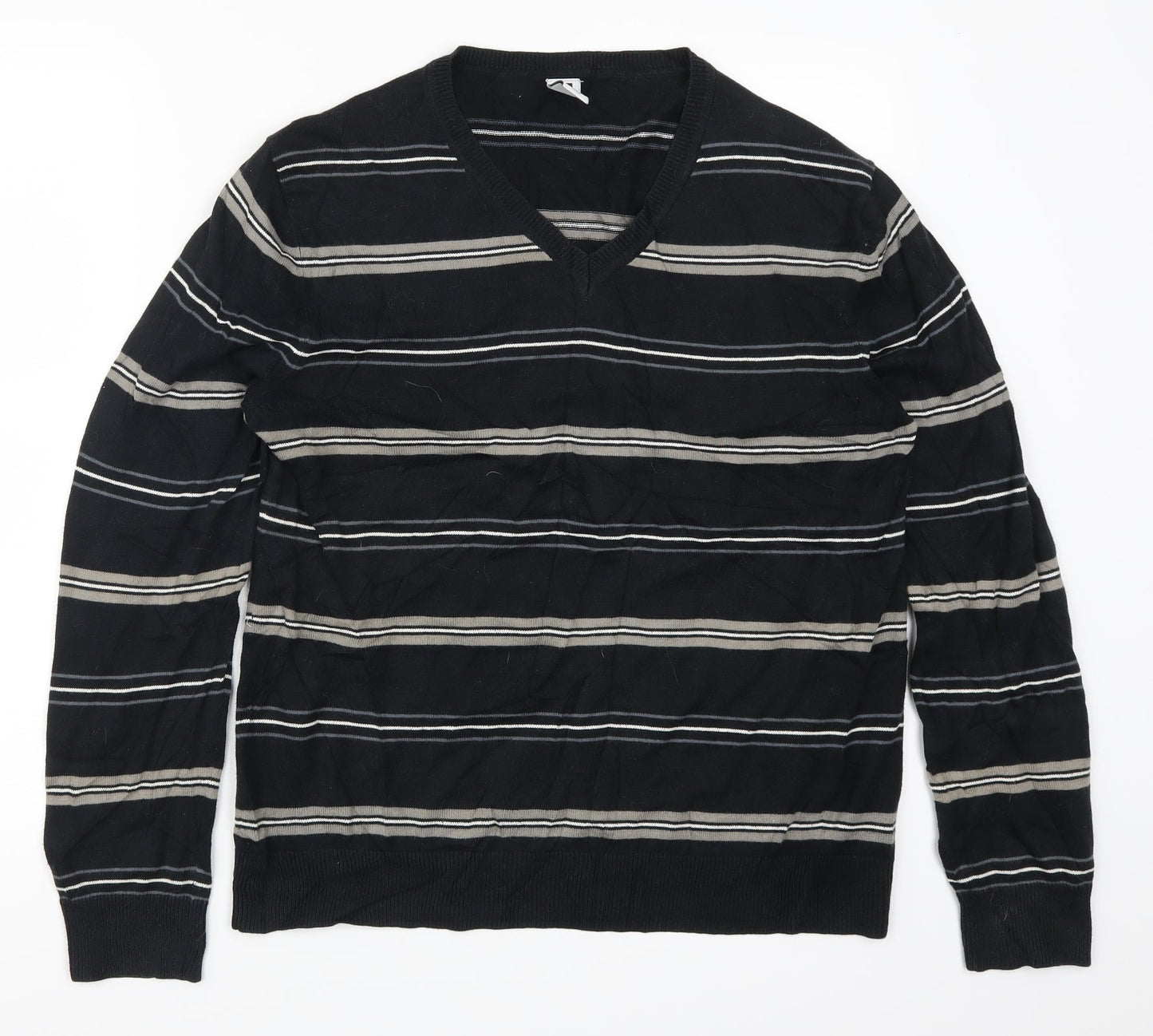 Gap Mens Black Striped  Pullover Jumper Size S