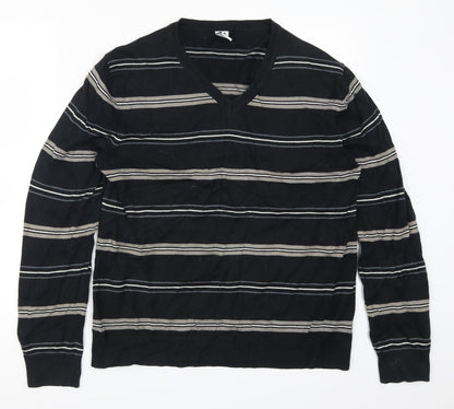Gap Mens Black Striped  Pullover Jumper Size S
