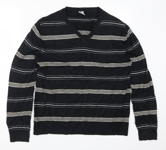 Gap Mens Black Striped  Pullover Jumper Size S
