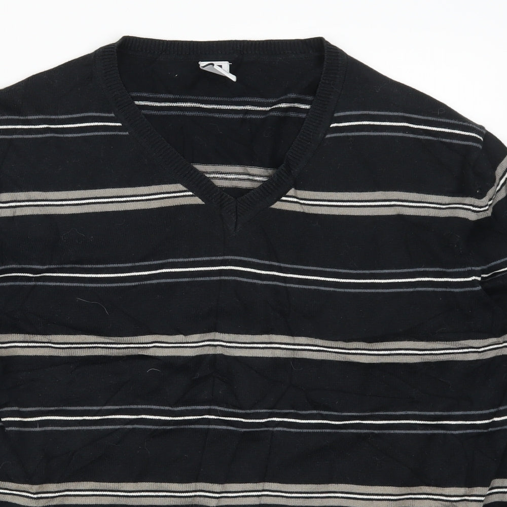 Gap Mens Black Striped  Pullover Jumper Size S