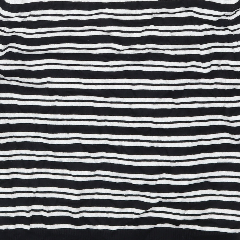 M&Co Womens Black Striped Knit Pullover Jumper Size 12  - Black and White