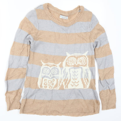 Marks and Spencer Womens Beige Striped  Pullover Jumper Size 10  - Owls