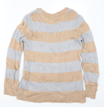 Marks and Spencer Womens Beige Striped  Pullover Jumper Size 10  - Owls