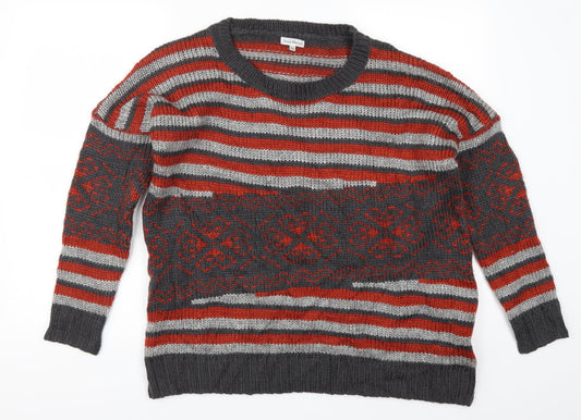 Nina Murati Womens Red Striped  Pullover Jumper Size M
