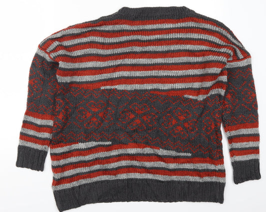 Nina Murati Womens Red Striped  Pullover Jumper Size M