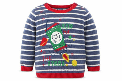 Tu Boys Blue Striped  Pullover Jumper Size 6-9 Months  - Aim for the Stars