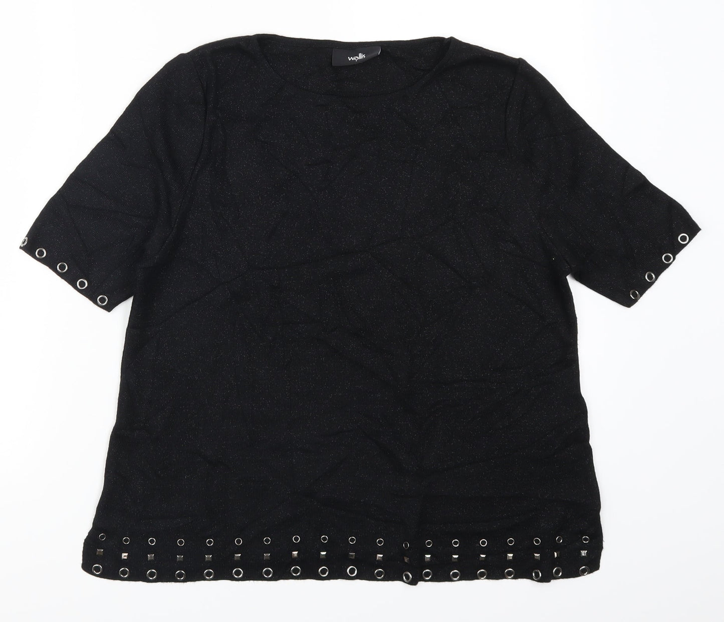 Womens UK Size S Wallis Black Basic T-Shirt