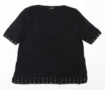 Womens UK Size S Wallis Black Basic T-Shirt