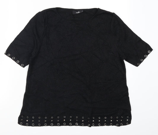 Womens UK Size S Wallis Black Basic T-Shirt