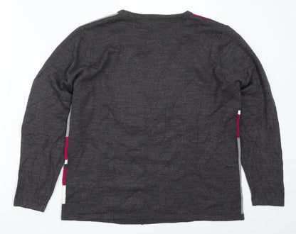 Autonomy Womens Grey   Pullover Jumper Size M  - Pink Colourblock