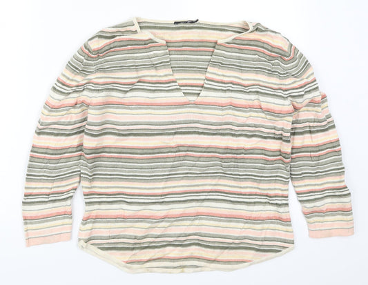 Principles Womens Pink Striped  Pullover Jumper Size 14  - Green