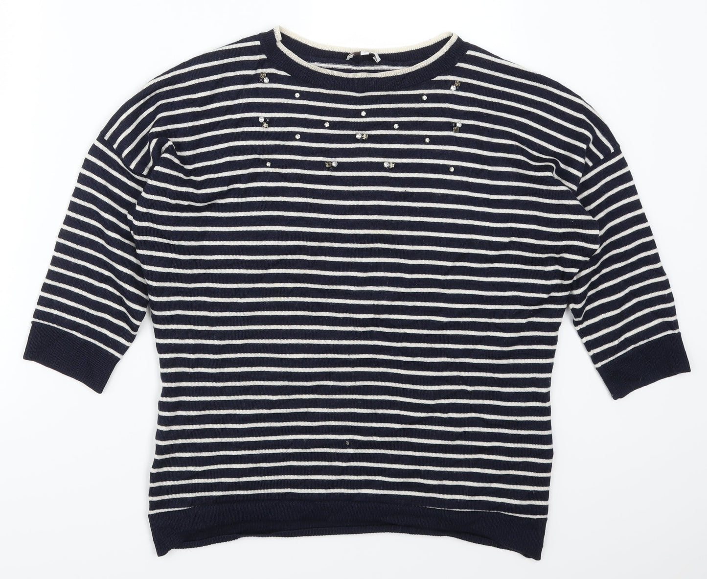 Country Casuals Womens Blue Striped  Pullover Jumper Size S