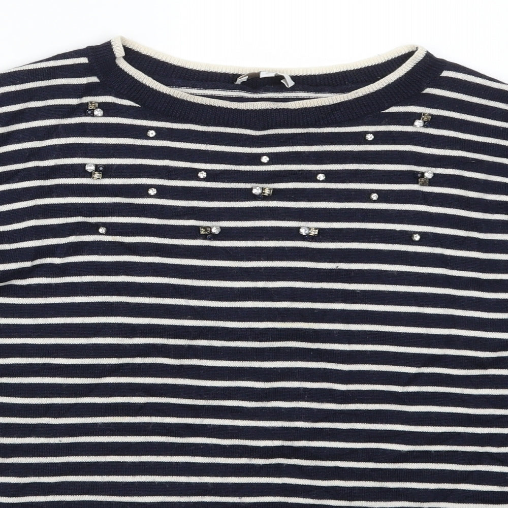 Country Casuals Womens Blue Striped  Pullover Jumper Size S
