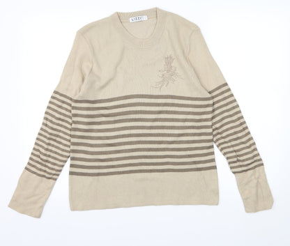 Lizzi Clarke Womens Brown Striped Knit Pullover Jumper Size S