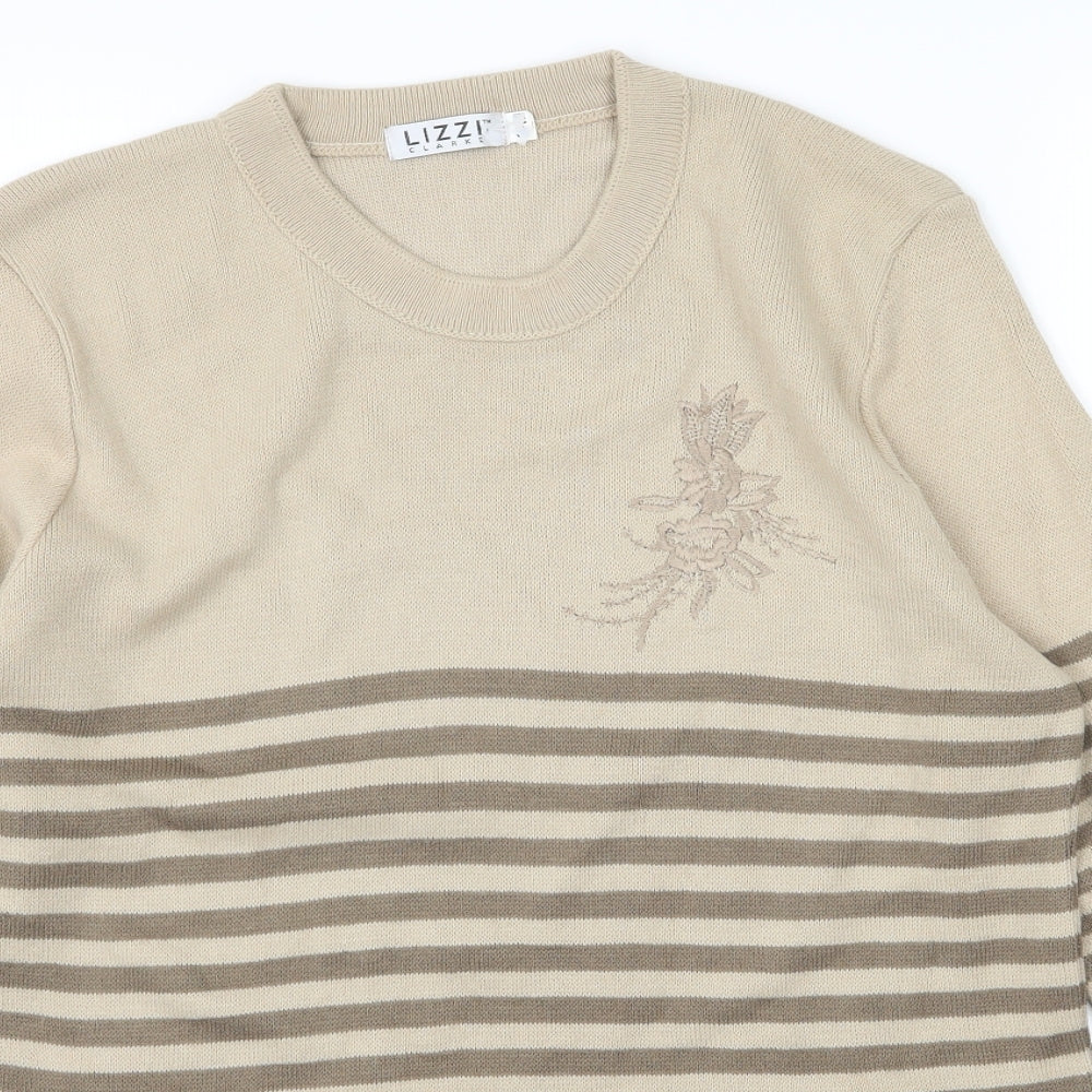 Lizzi Clarke Womens Brown Striped Knit Pullover Jumper Size S