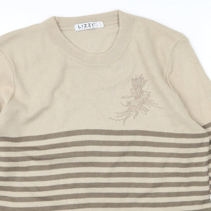 Lizzi Clarke Womens Brown Striped Knit Pullover Jumper Size S