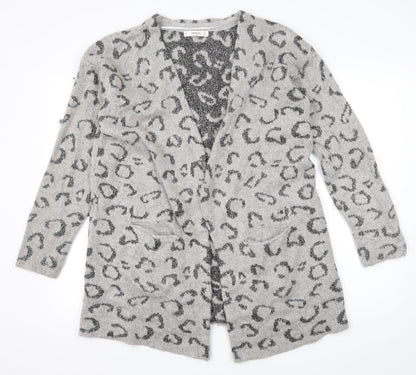 Marks and Spencer Womens Grey Animal Print Knit Cardigan Jumper Size S