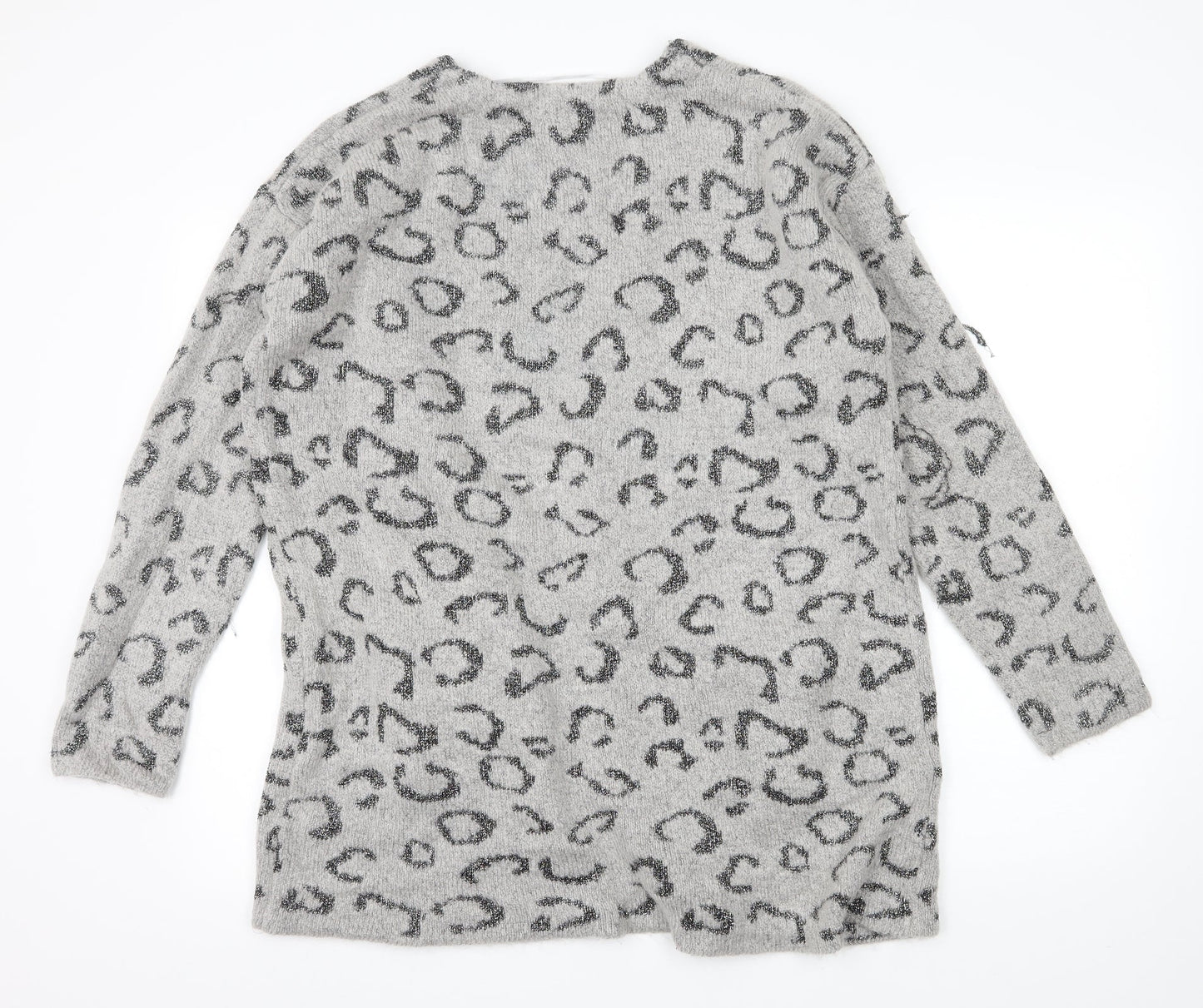 Marks and Spencer Womens Grey Animal Print Knit Cardigan Jumper Size S
