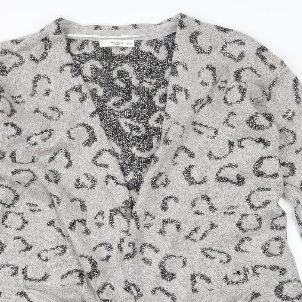 Marks and Spencer Womens Grey Animal Print Knit Cardigan Jumper Size S