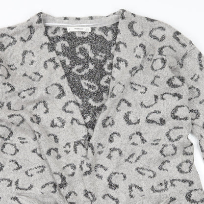 Marks and Spencer Womens Grey Animal Print Knit Cardigan Jumper Size S