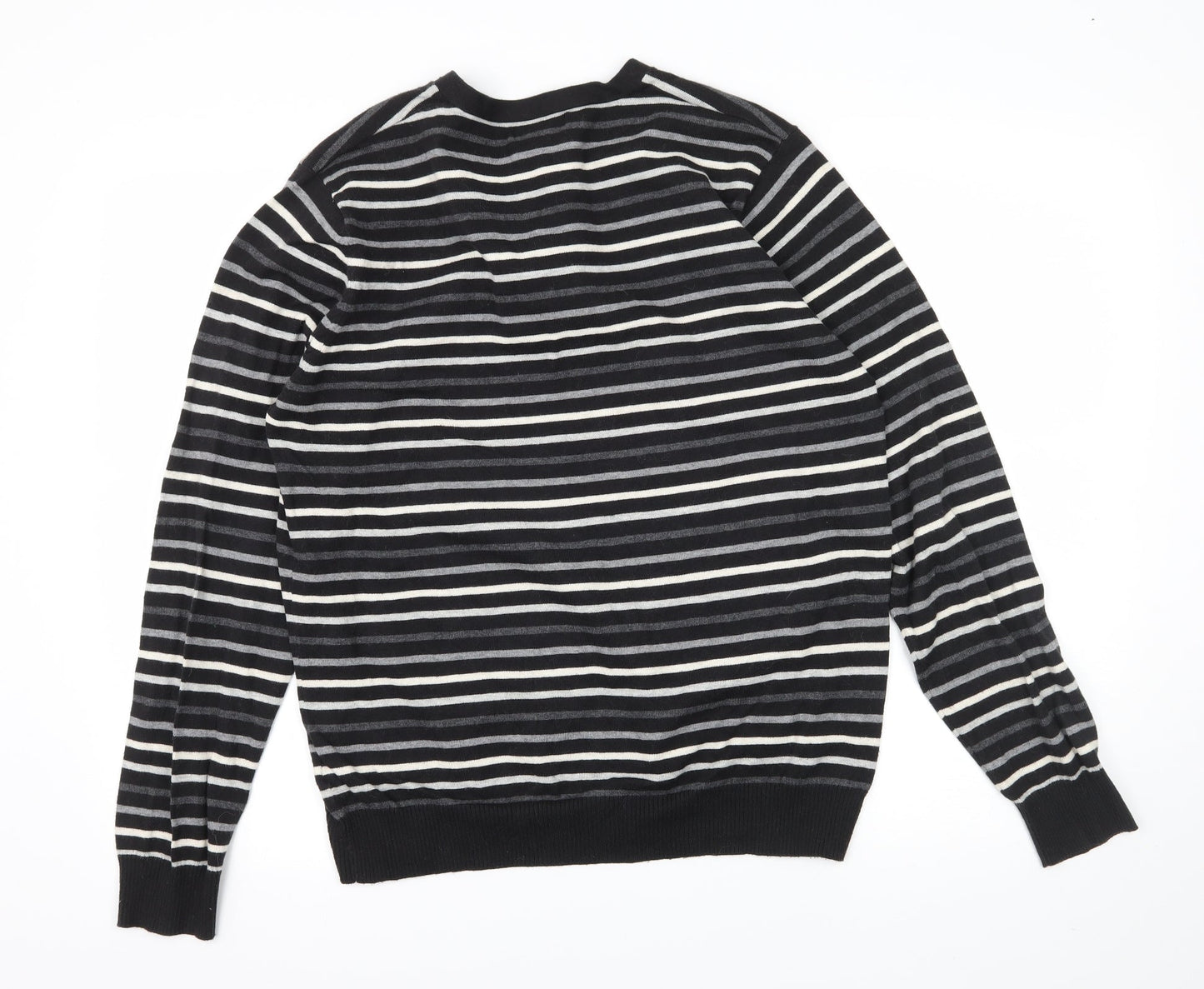 NEXT Mens Black Striped Knit Pullover Jumper Size M