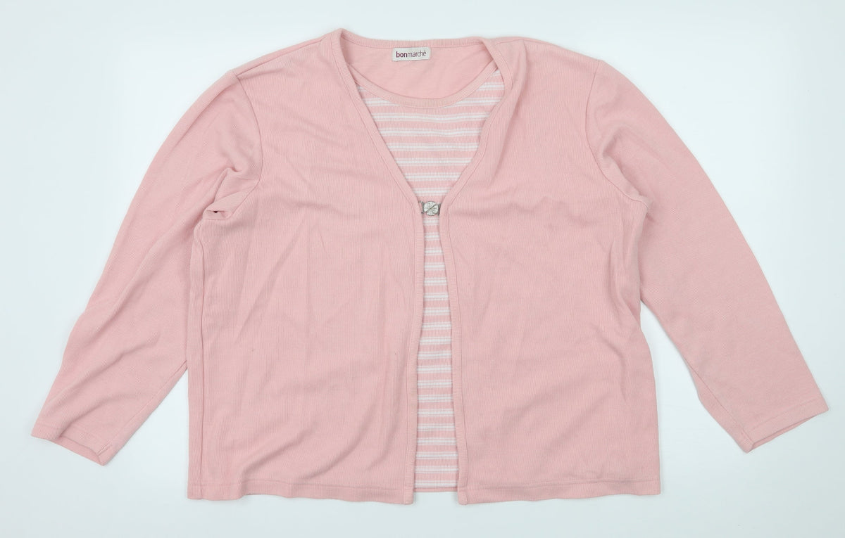 Bonmarché Womens Pink Knit Pullover Jumper Size L
