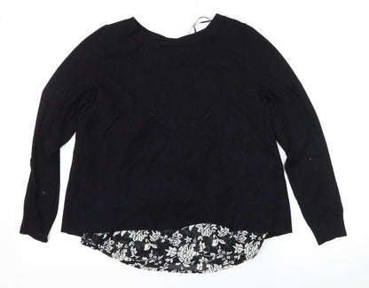 George Womens Black Floral Knit Pullover Jumper Size 8