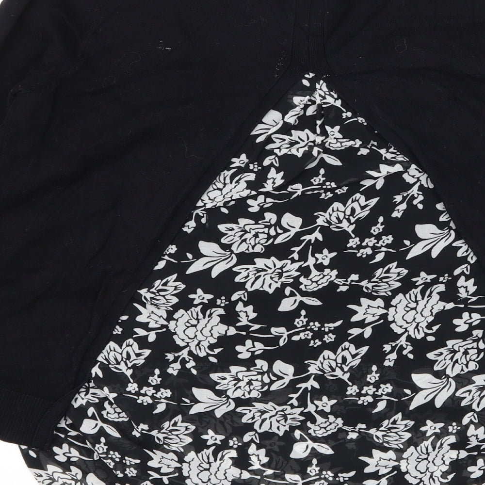 George Womens Black Floral Knit Pullover Jumper Size 8