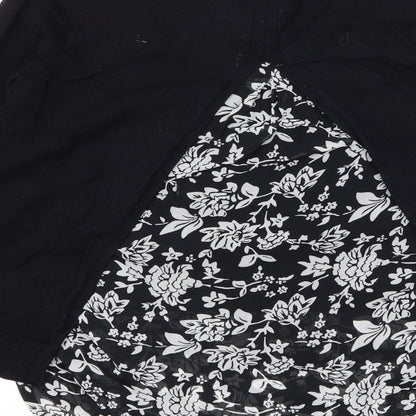 George Womens Black Floral Knit Pullover Jumper Size 8