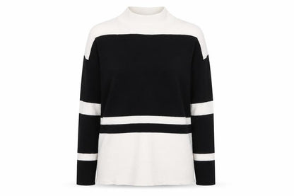Papaya Womens White Striped Knit Pullover Jumper Size M