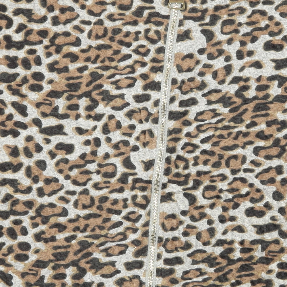 Blue Vanilla Womens Brown Animal Print Knit Pullover Jumper Size S