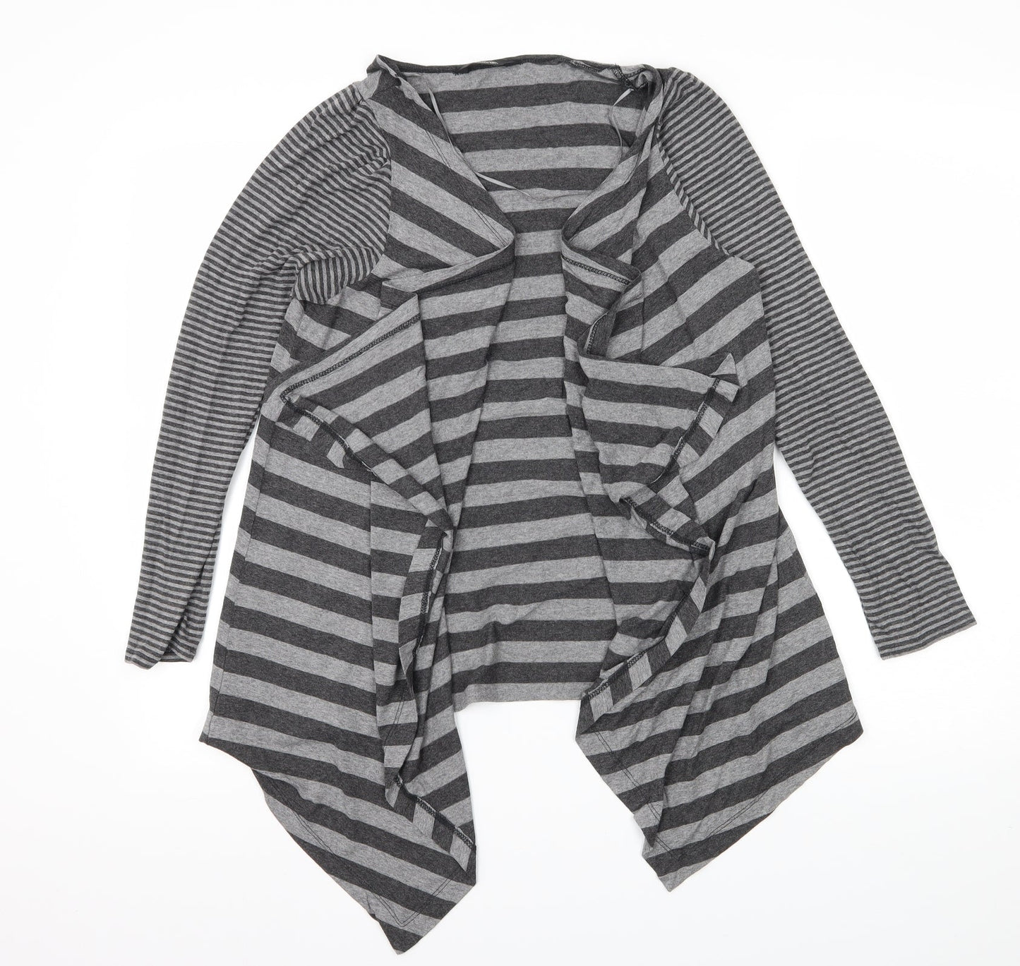 George Womens Grey Striped Jersey Cardigan Jumper Size 12