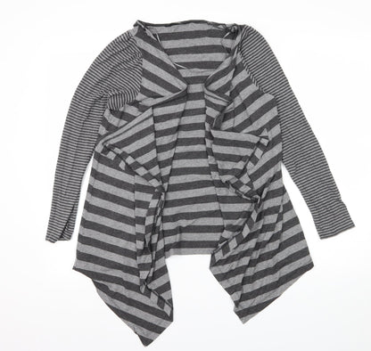 George Womens Grey Striped Jersey Cardigan Jumper Size 12
