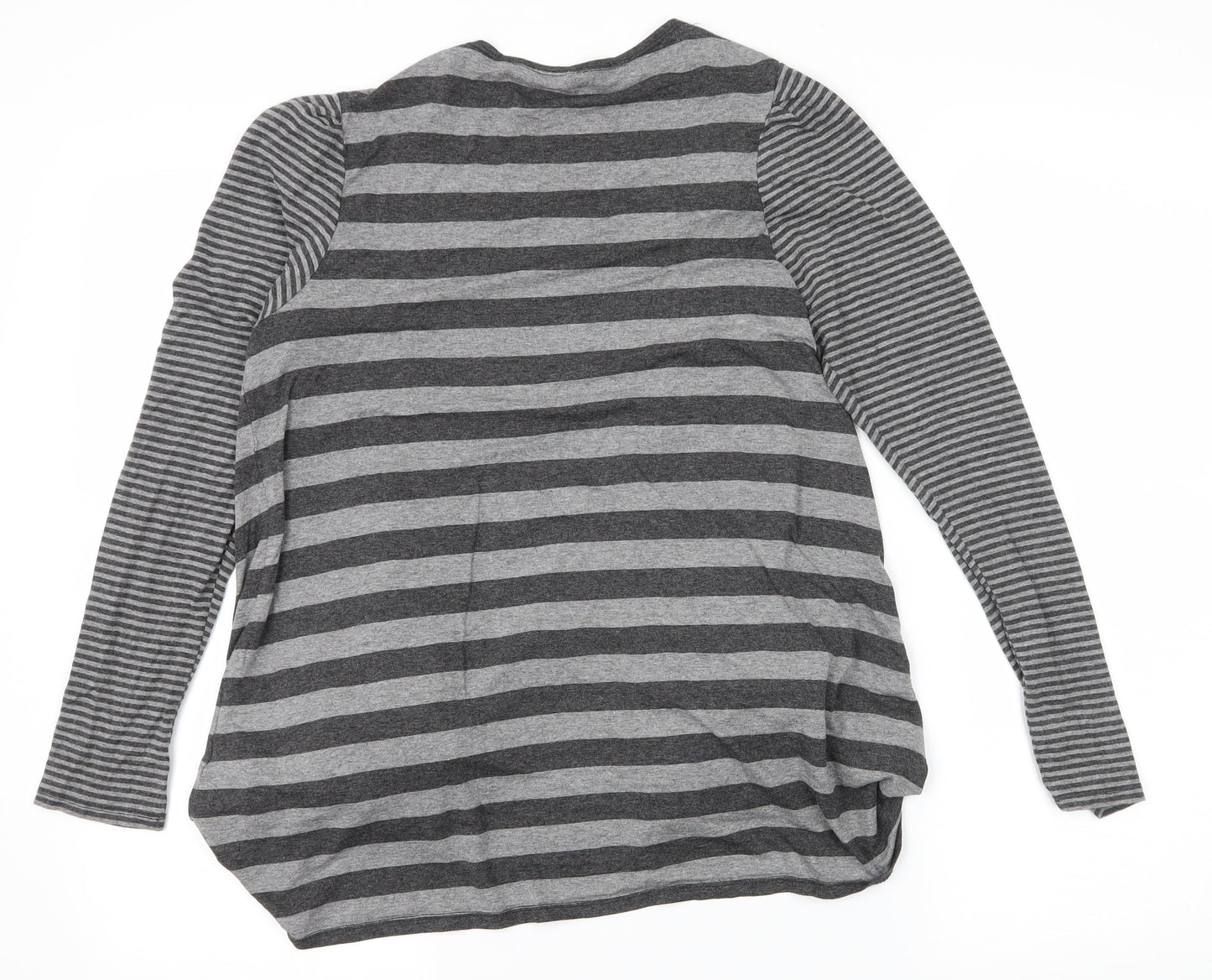 George Womens Grey Striped Jersey Cardigan Jumper Size 12