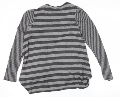 George Womens Grey Striped Jersey Cardigan Jumper Size 12