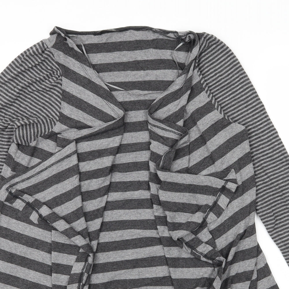 George Womens Grey Striped Jersey Cardigan Jumper Size 12